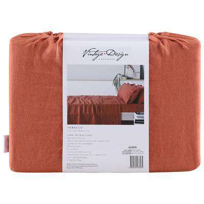 Vintage Design Tobacco French 100% Linen Sheet Set Vintage Design