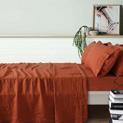 Vintage Design Tobacco French 100% Linen Sheet Set Vintage Design