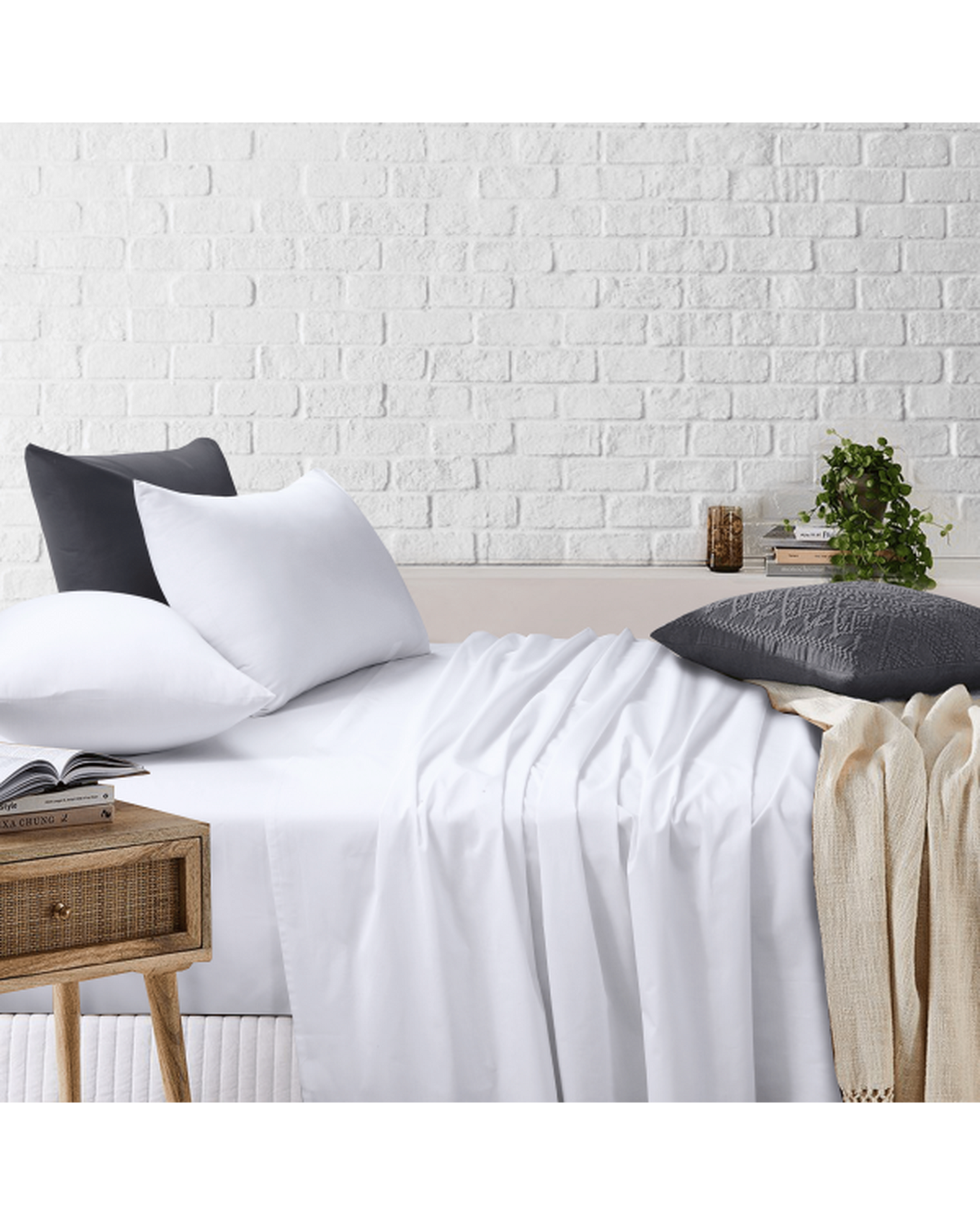 Amsons White Bedsheets Set- Flat & Fitted Sheets With Pillowcases Amsons