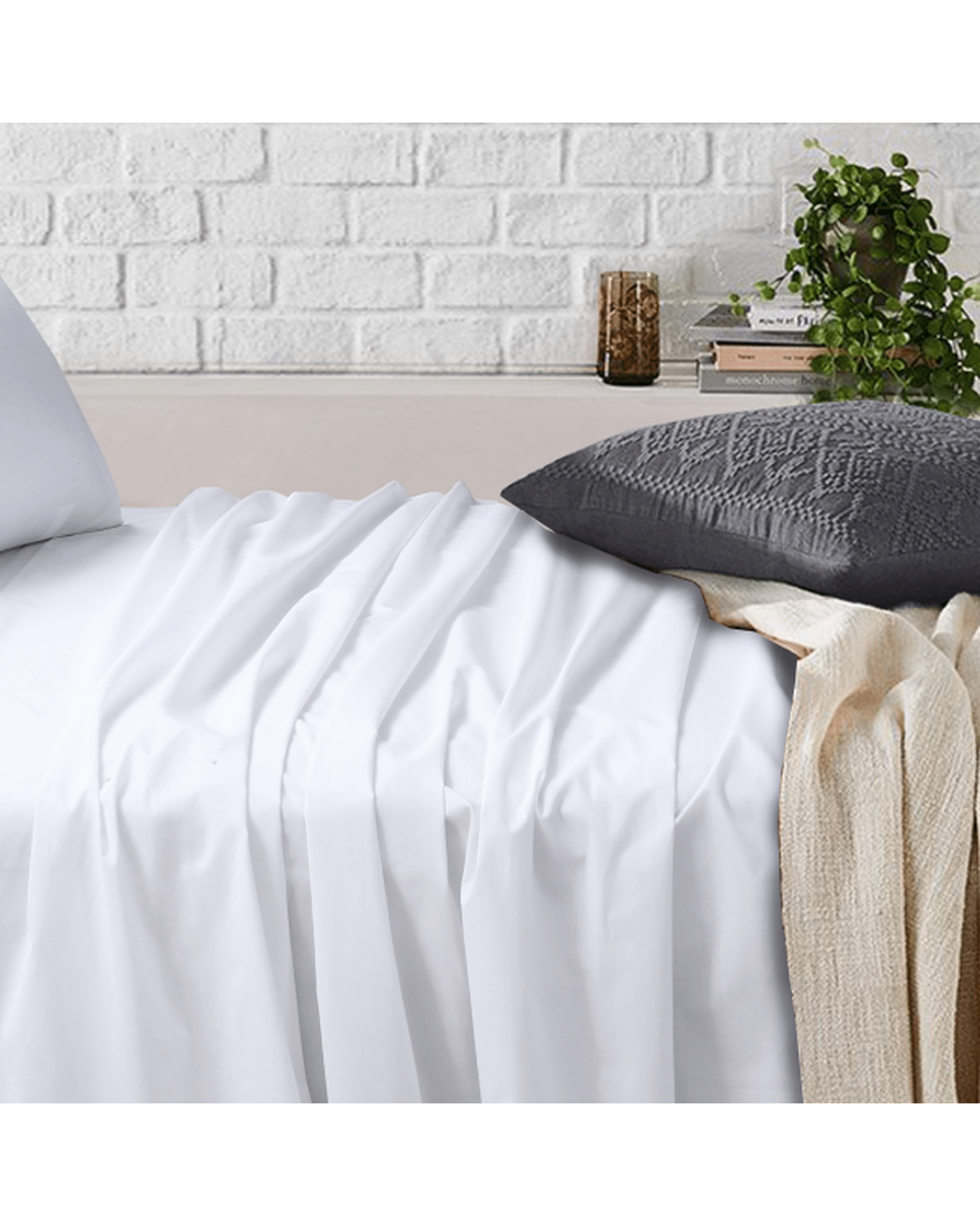 Amsons White Bedsheets Set- Flat & Fitted Sheets With Pillowcases Amsons