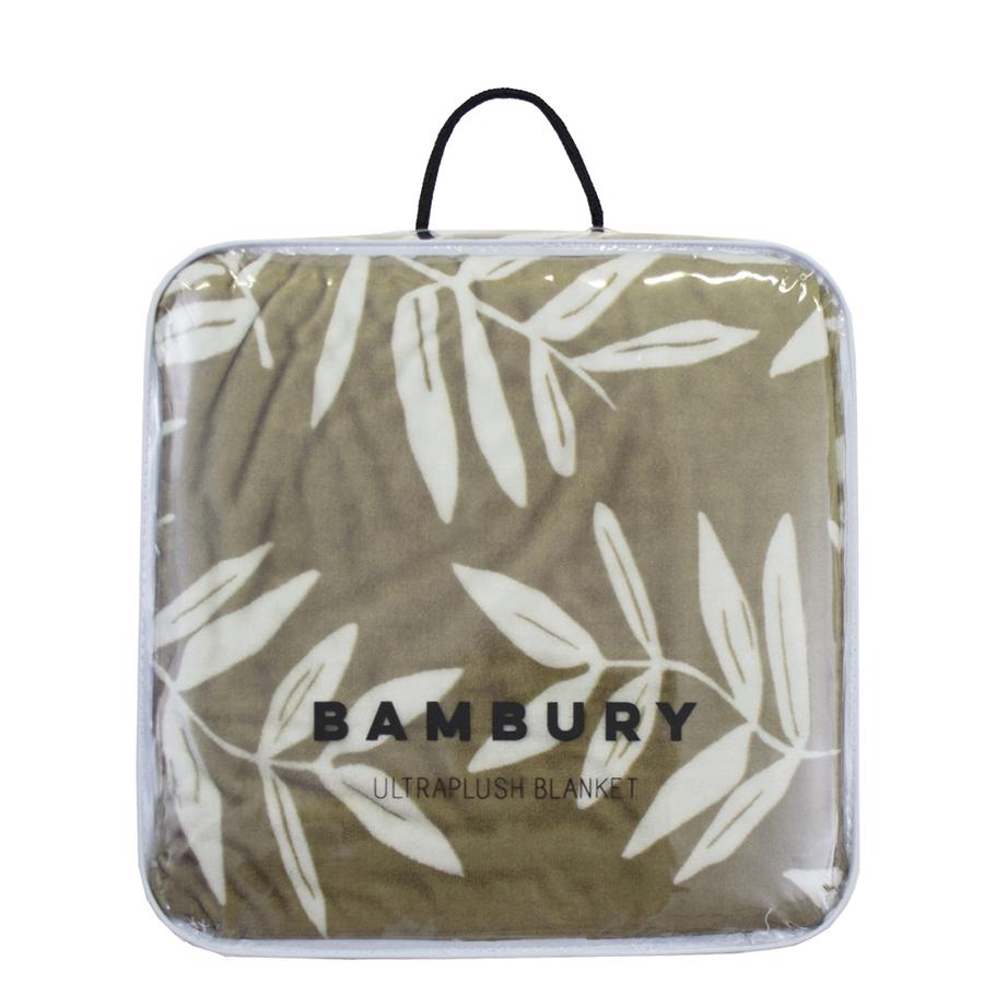 Bambury Hakea Ultraplush Blanket - Olive Bambury