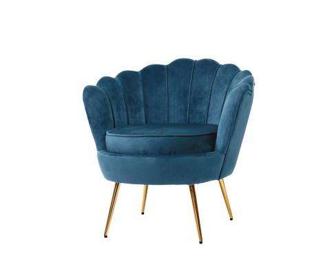 Armchair Lounge Chair Accent Retro Armchairs Lounge Shell Velvet Navy Artiss