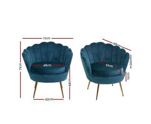 Armchair Lounge Chair Accent Retro Armchairs Lounge Shell Velvet Navy Artiss