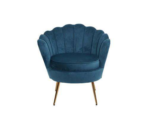 Armchair Lounge Chair Accent Retro Armchairs Lounge Shell Velvet Navy Artiss