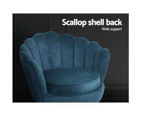 Armchair Lounge Chair Accent Retro Armchairs Lounge Shell Velvet Navy Artiss