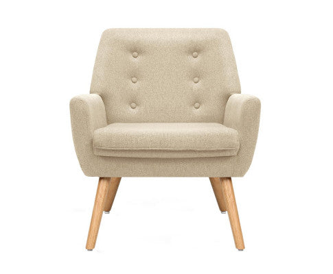 Fabric Dining Armchair - Beige Artiss