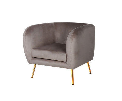 Armchair Lounge Arm Chair Sofa Accent Armchairs Chairs Couch Velvet Beige Artiss