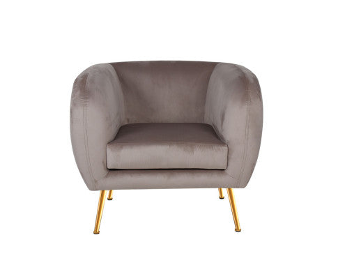 Armchair Lounge Arm Chair Sofa Accent Armchairs Chairs Couch Velvet Beige Artiss