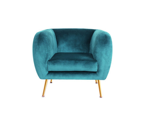 Armchair Lounge Sofa Arm Chair Accent Chairs Armchairs Couch Velvet Green Artiss