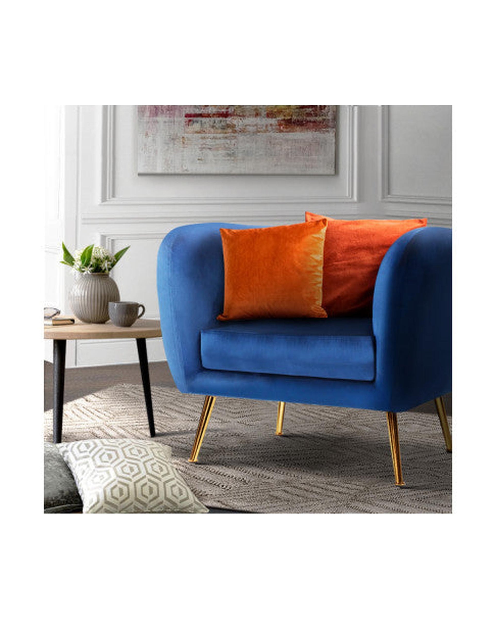 Armchair Lounge Arm Chair Sofa Accent Armchairs Chairs Couch Velvet Navy Artiss