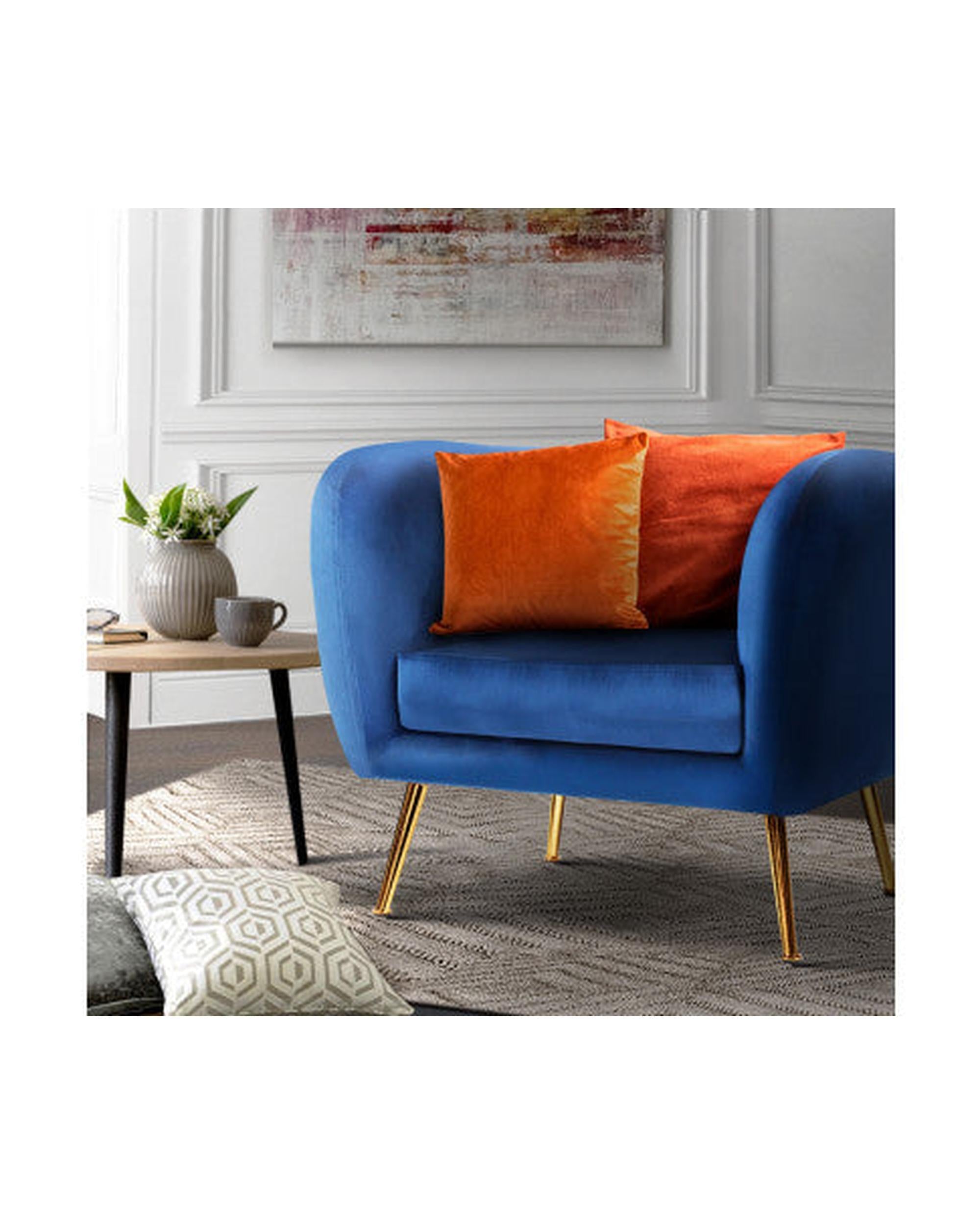 Armchair Lounge Arm Chair Sofa Accent Armchairs Chairs Couch Velvet Navy Artiss