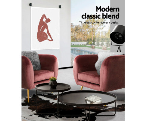 Armchair Lounge Sofa Arm Chair Accent Chairs Armchairs Couch Velvet Pink Artiss