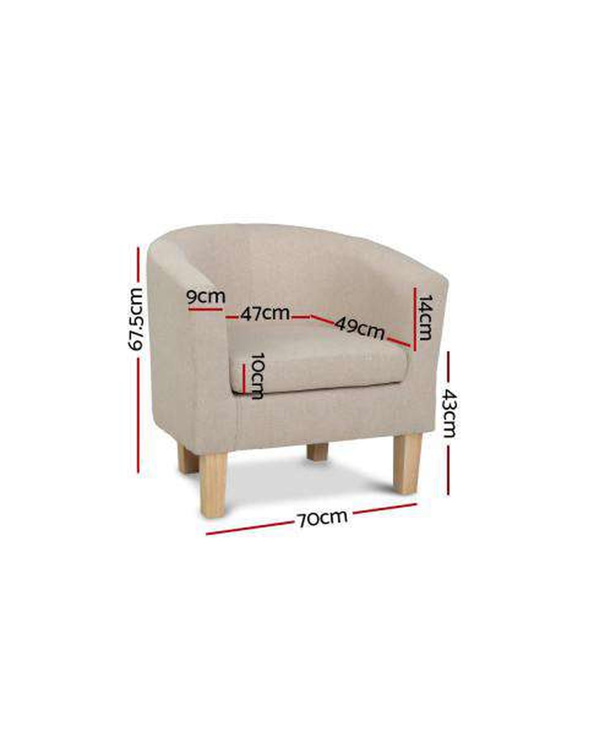 Armchair Lounge Chair Tub Accent Armchairs Fabric Sofa Chairs Wooden Artiss