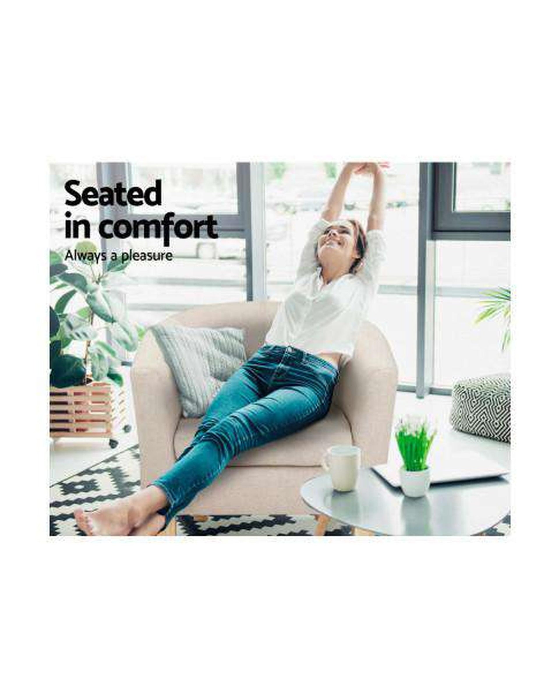 Armchair Lounge Chair Tub Accent Armchairs Fabric Sofa Chairs Wooden Artiss