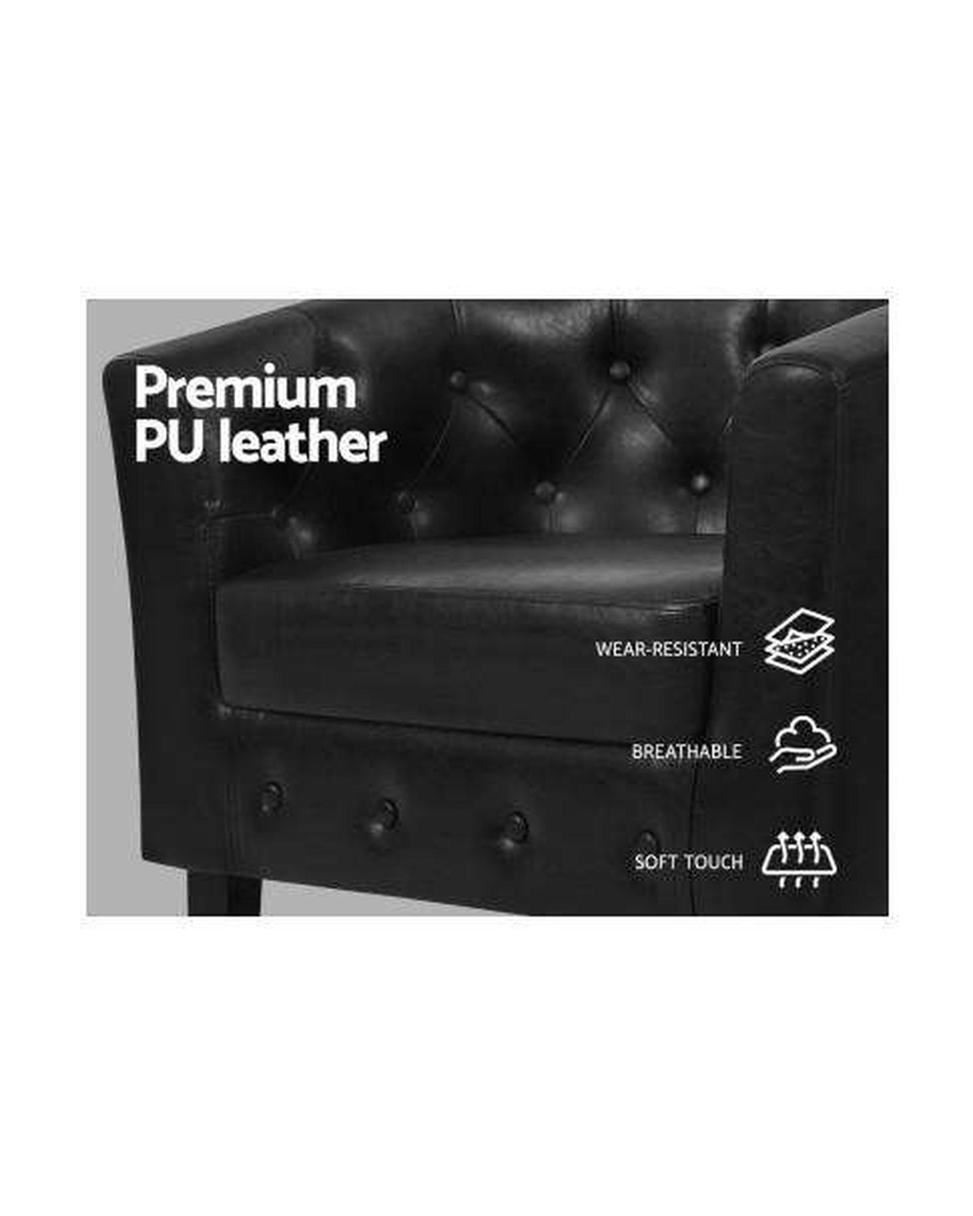 Armchair Lounge Chair Ottoman Tub Accent Chairs PU Leather Sofa Armchairs Black Artiss