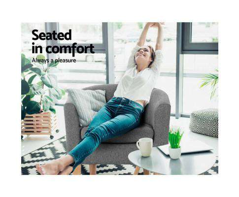 Abby Fabric Armchair - Grey Artiss