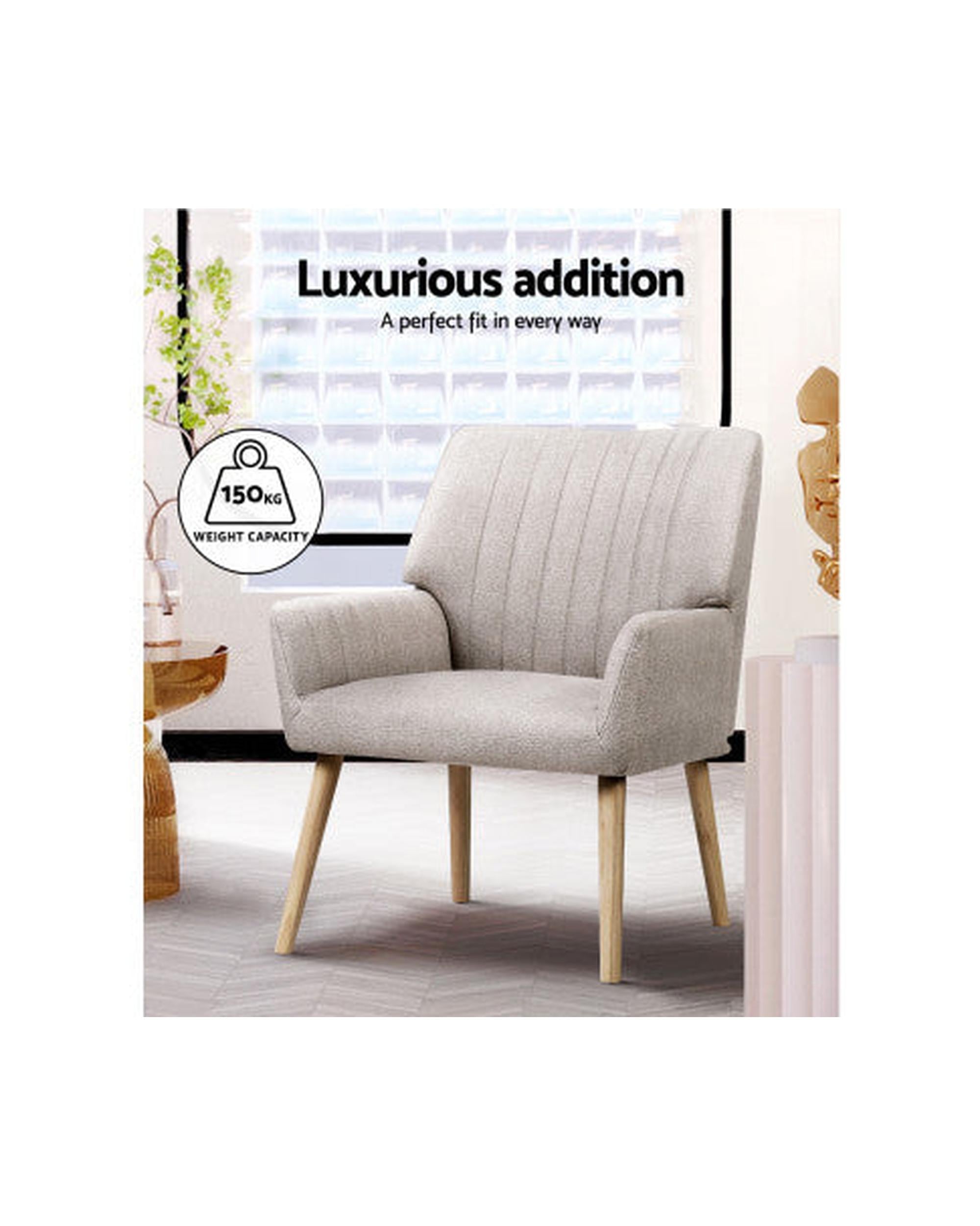 Armchair Lounge Chair Armchairs Accent Chairs Sofa Couch Fabric Beige Artiss