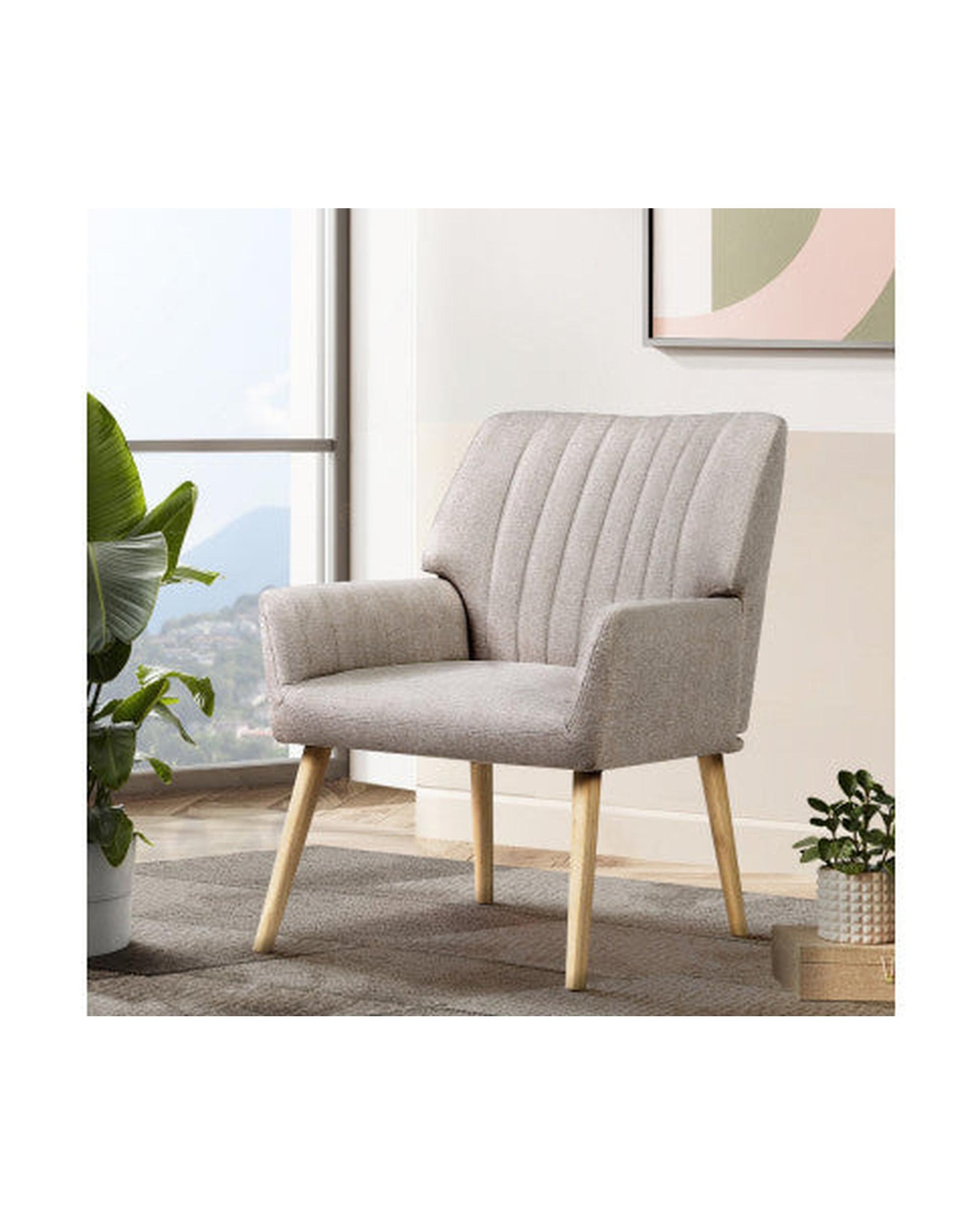 Armchair Lounge Chair Armchairs Accent Chairs Sofa Couch Fabric Beige Artiss