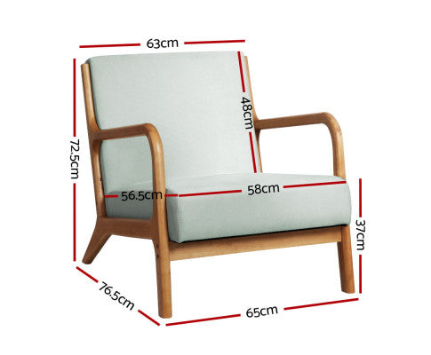 Armchair Lounge Chair Accent Armchairs Couch Sofa Bedroom Grey Wood Artiss