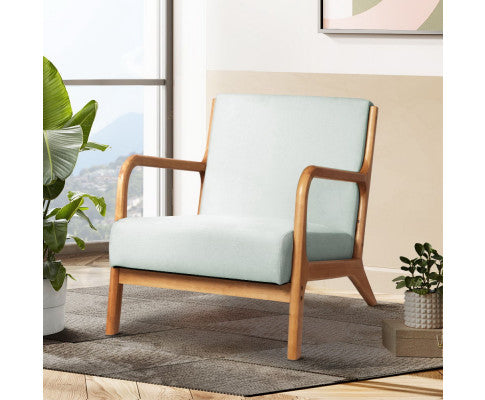 Armchair Lounge Chair Accent Armchairs Couch Sofa Bedroom Grey Wood Artiss