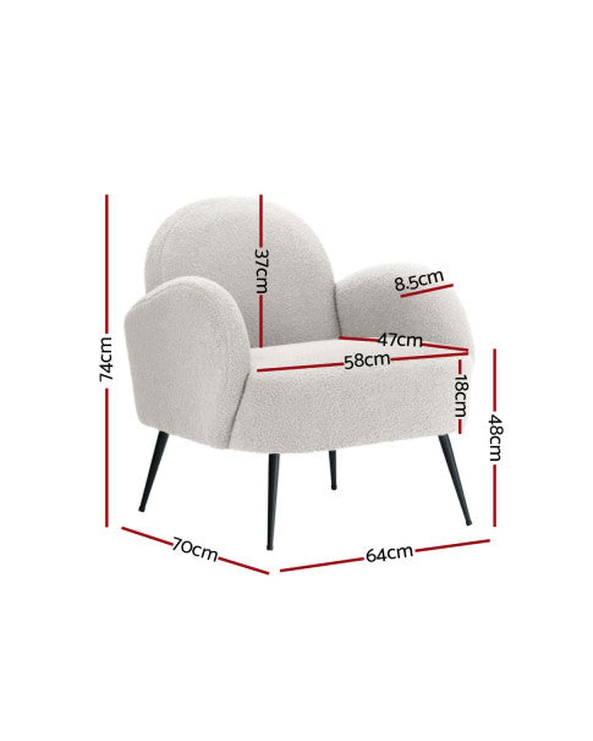 Armchair Lounge Chair Armchairs Accent Arm Chairs Sherpa Boucle White Artiss