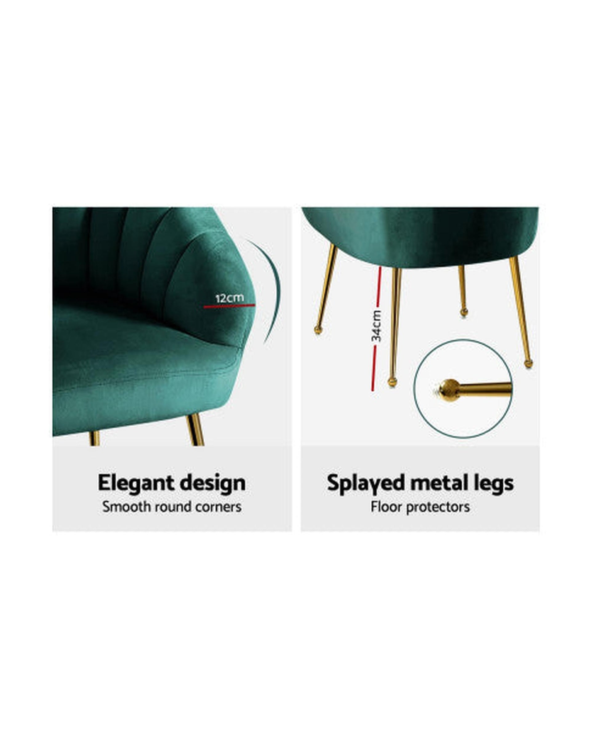 Armchair Lounge Chair Armchairs Accent Chairs Velvet Sofa Couch - Green Artiss