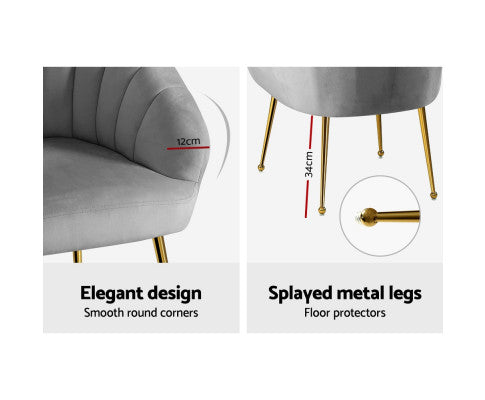 Armchair Lounge Chair Armchairs Accent Chairs Velvet Sofa Couch - Grey Artiss