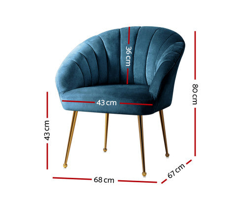 Armchair Lounge Chair Armchairs Accent Chairs Velvet Sofa Couch - Blue Artiss