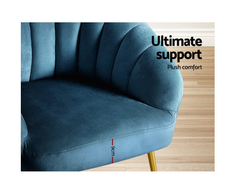 Armchair Lounge Chair Armchairs Accent Chairs Velvet Sofa Couch - Blue Artiss