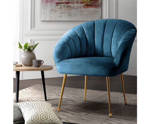 Armchair Lounge Chair Armchairs Accent Chairs Velvet Sofa Couch - Blue Artiss