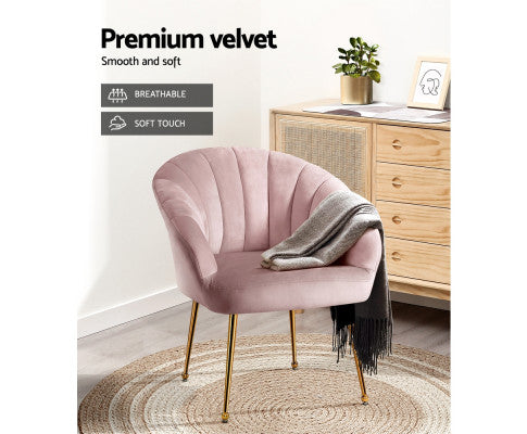 Armchair Lounge Chair Armchairs Accent Chairs Velvet Sofa Couch - Pink Artiss