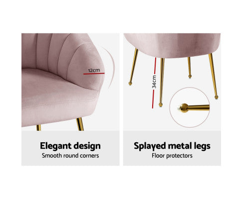 Armchair Lounge Chair Armchairs Accent Chairs Velvet Sofa Couch - Pink Artiss