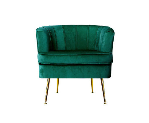 Armchair Lounge Chair Accent Armchairs Sofa Chairs Velvet Couch - Green Artiss