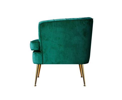 Armchair Lounge Chair Accent Armchairs Sofa Chairs Velvet Couch - Green Artiss