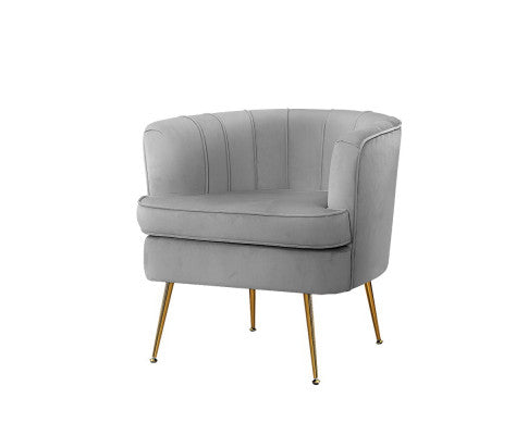 Armchair Lounge Chair Accent Armchairs Sofa Chairs Velvet Couch - Grey Artiss