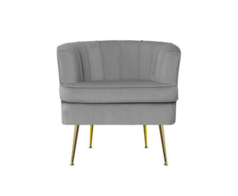 Armchair Lounge Chair Accent Armchairs Sofa Chairs Velvet Couch - Grey Artiss