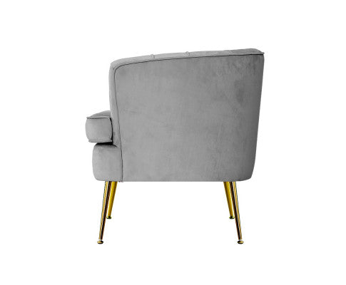 Armchair Lounge Chair Accent Armchairs Sofa Chairs Velvet Couch - Grey Artiss