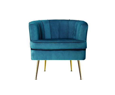 Armchair Lounge Chair Accent Armchairs Sofa Chairs Velvet Couch - Blue Artiss