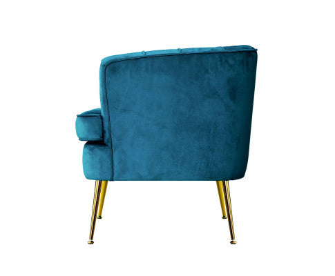 Armchair Lounge Chair Accent Armchairs Sofa Chairs Velvet Couch - Blue Artiss