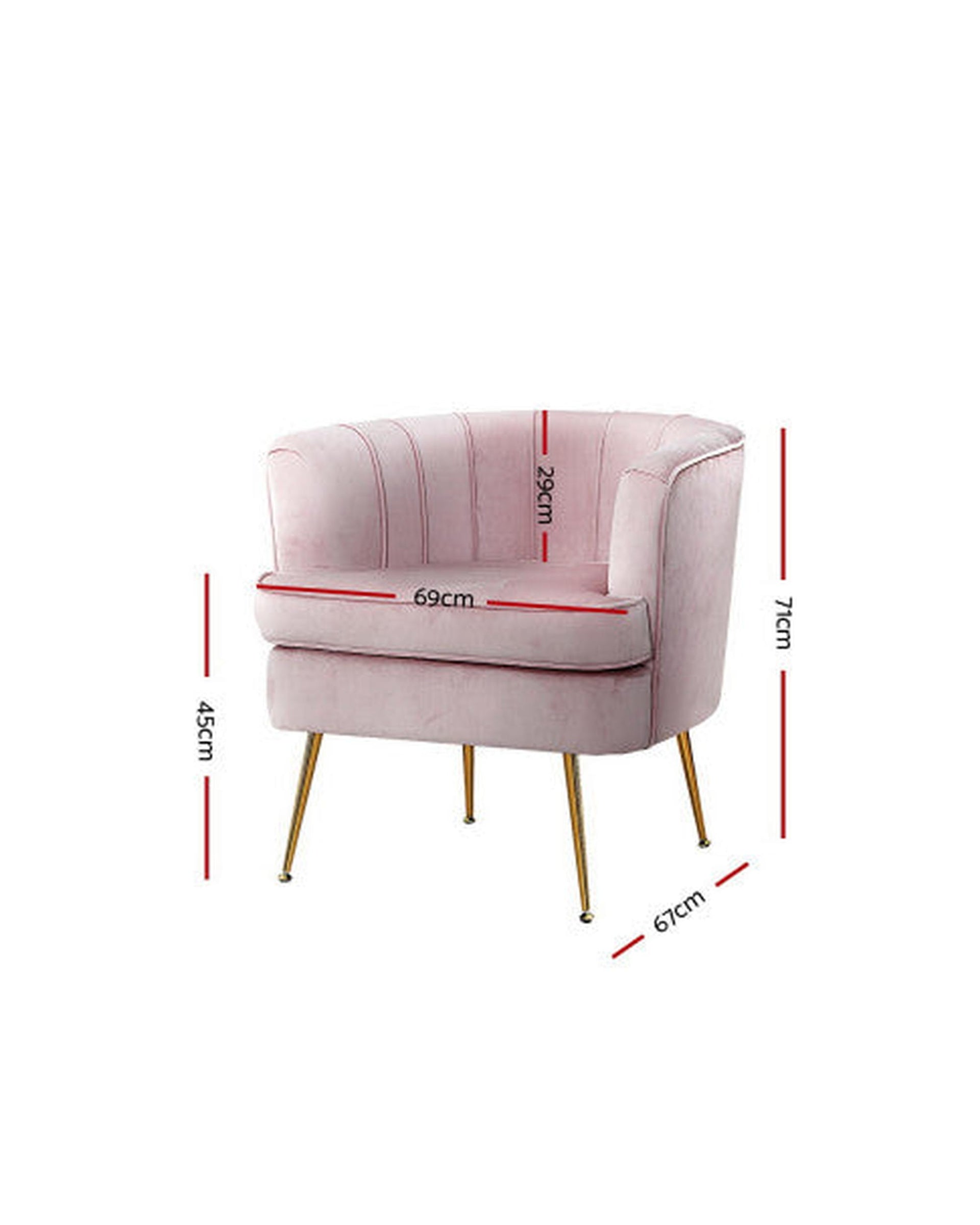 Armchair Lounge Chair Accent Armchairs Sofa Chairs Velvet Couch - Pink Artiss