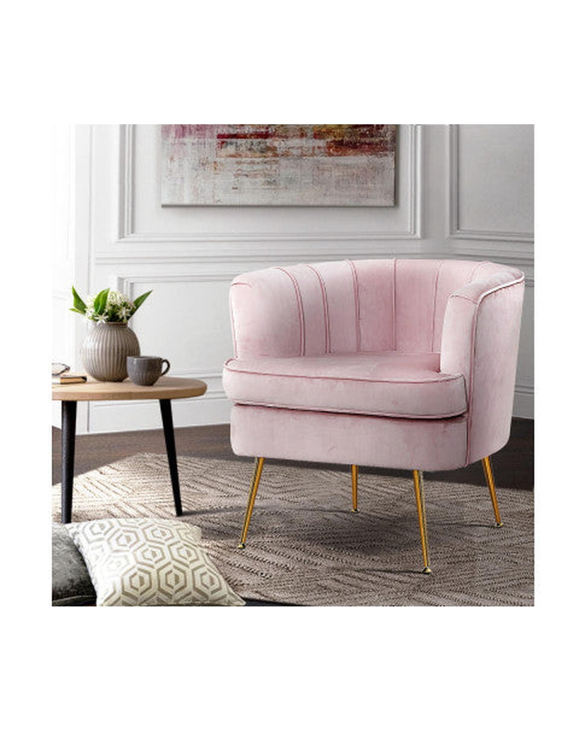 Armchair Lounge Chair Accent Armchairs Sofa Chairs Velvet Couch - Pink Artiss