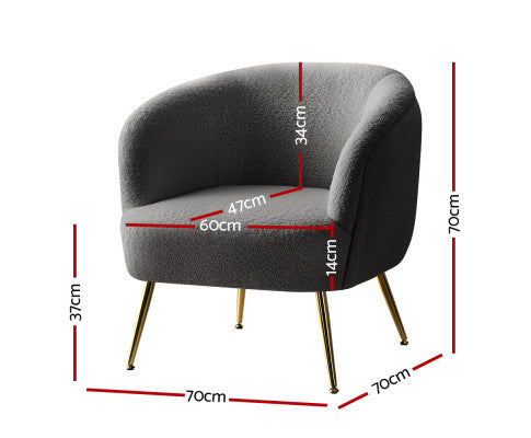 Armchair Lounge Chair Accent Chairs Arm Armchairs Sherpa Boucle Charcoal Artiss