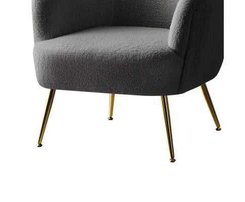 Armchair Lounge Chair Accent Chairs Arm Armchairs Sherpa Boucle Charcoal Artiss