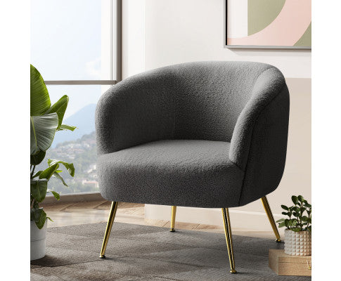 Armchair Lounge Chair Accent Chairs Arm Armchairs Sherpa Boucle Charcoal Artiss