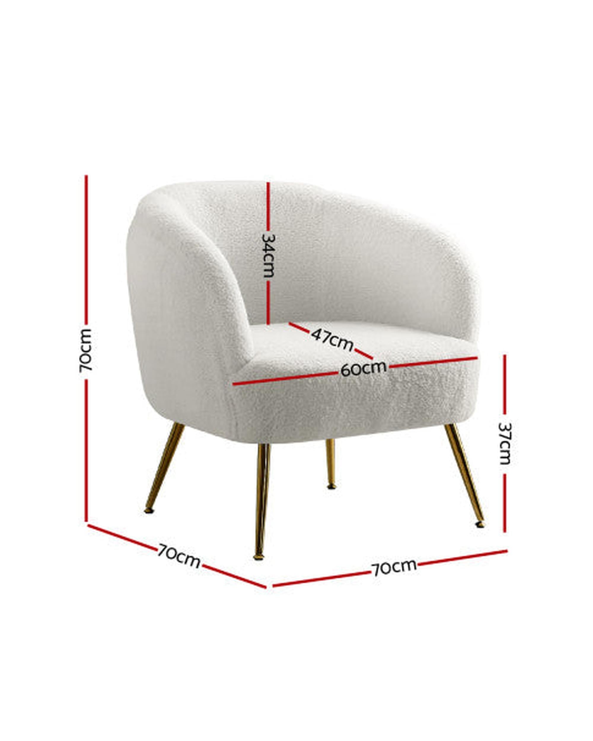 Armchair Lounge Chair Accent Chairs Armchairs Sherpa Boucle Sofa White Artiss