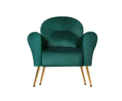 Armchair Lounge Chair Accent Armchairs Chairs Sofa Velvet Cushion - Green Artiss