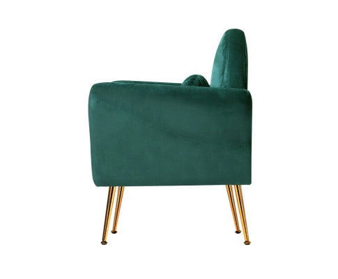 Armchair Lounge Chair Accent Armchairs Chairs Sofa Velvet Cushion - Green Artiss