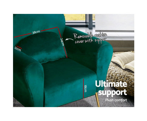 Armchair Lounge Chair Accent Armchairs Chairs Sofa Velvet Cushion - Green Artiss