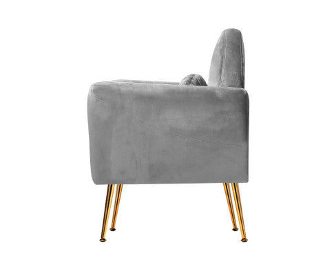 Armchair Lounge Chair Accent Armchairs Chairs Sofa Velvet Cushion - Grey Artiss