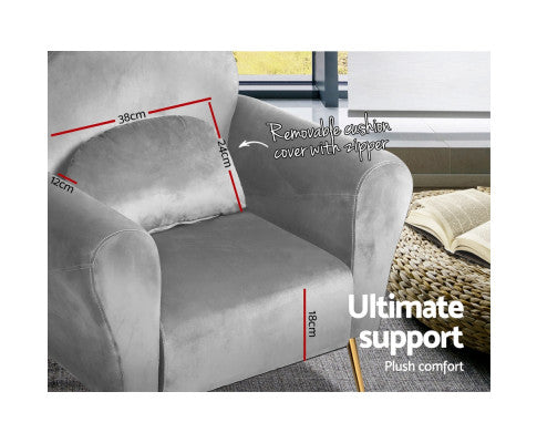 Armchair Lounge Chair Accent Armchairs Chairs Sofa Velvet Cushion - Grey Artiss